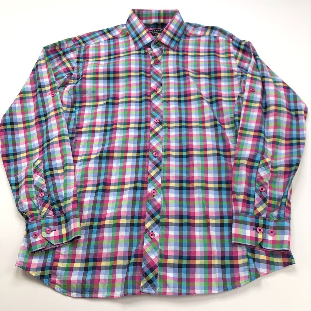 Jared Lang Medium Colorful Button Long Sleeve Cot… - image 2